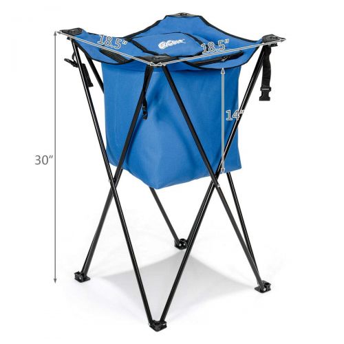  Handybirdy Portable Folding Tub Cooler Stand Carry Bag Leakproof Picnic Cooler Blue Party Picnic Outdoor Camping