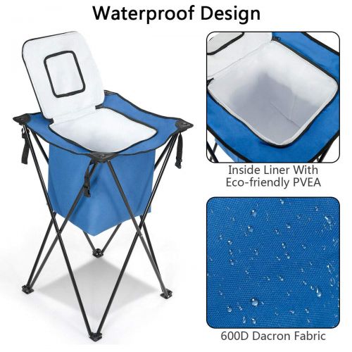  Handybirdy Portable Folding Tub Cooler Stand Carry Bag Leakproof Picnic Cooler Blue Party Picnic Outdoor Camping