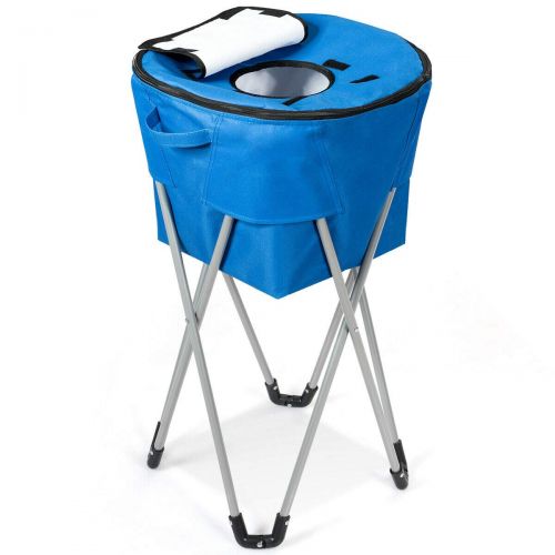  Handybirdy Portable Folding Blue Insulated Tub Cooler Stand Carry Bag Party Picnic Outdoor Camping