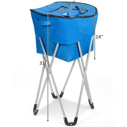  Handybirdy Portable Folding Blue Insulated Tub Cooler Stand Carry Bag Party Picnic Outdoor Camping