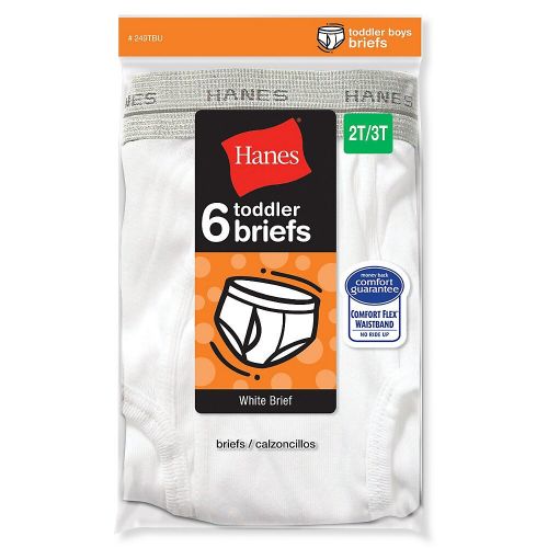  Hanes Toddler White Briefs (Pack of 6) by Hanes