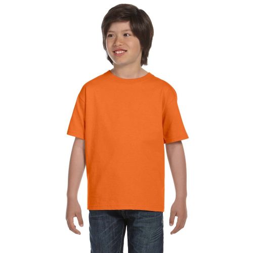  Hanes Boys ComfortSoft Heavyweight Orange Cotton Polyester T-Shirt by Hanes