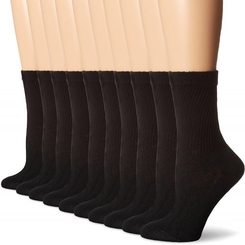  Hanes Womens Big and Tall Cushioned Crew Reinforced Heel Cotton-Rich Knit Athletic Socks