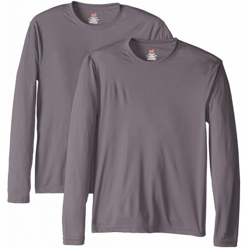  Hanes Mens Long Sleeve Cool Dri T-Shirt UPF 50+ (Pack of 2)