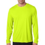 Hanes Mens 2 Pack Long Sleeve Cool Dri T-Shirt UPF 50+ 1 Graphite/1 Safety Green