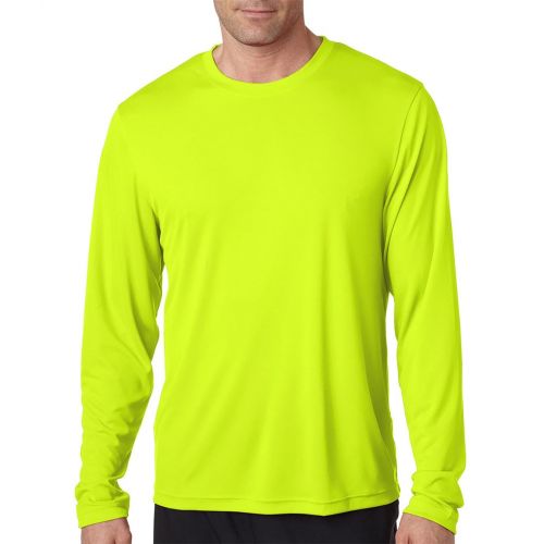  Hanes Mens 2 Pack Long Sleeve Cool Dri T-Shirt UPF 50+ 1 Graphite/1 Safety Green