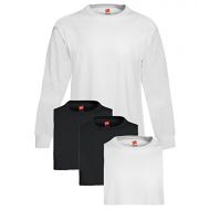 Hanes Mens 4 Pack Long Sleeve T-Shirt, 2 White/2 Black