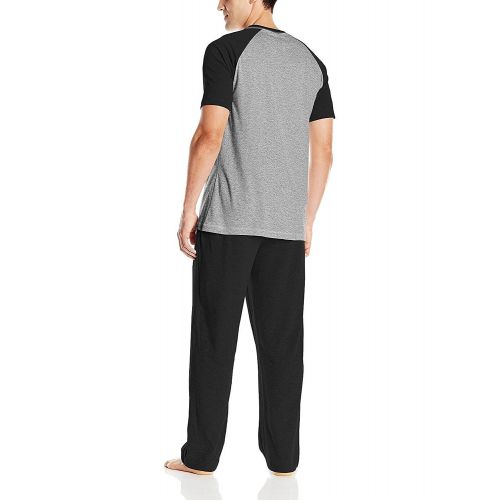  Hanes Mens Short Sleeve Raglan & Knit Pant Set with X-Temp