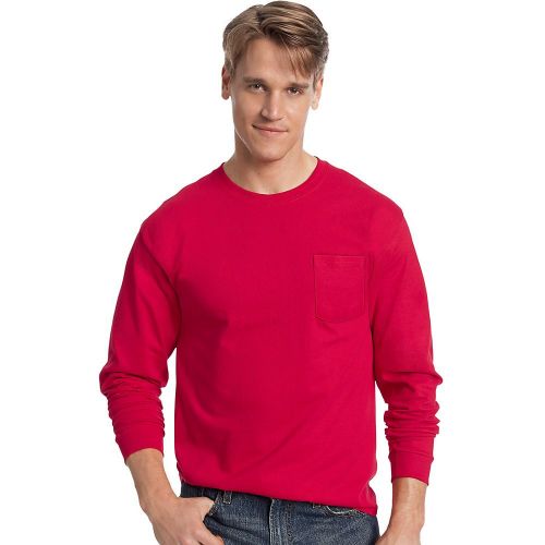  Hanes Mens Tagless Long-Sleeve T-Shirt with Pocket