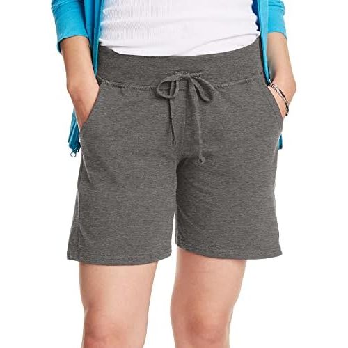  Hanes Womens Jersey Pocket Short with Outside Drawcord