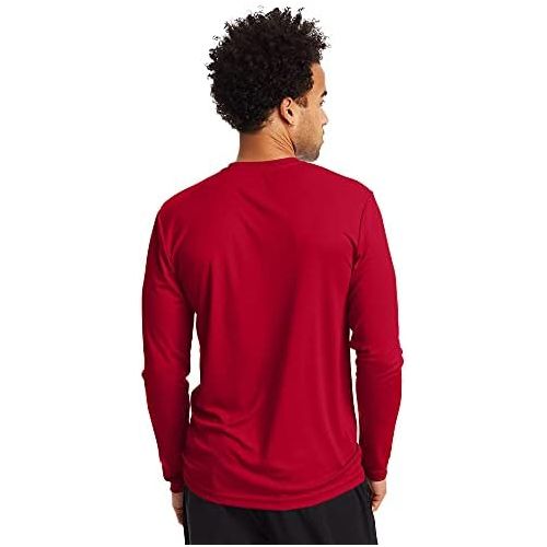  Hanes Mens Long Sleeve Cool Dri T-Shirt UPF 50+ (Pack of 2)