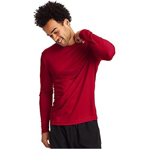  Hanes Mens Long Sleeve Cool Dri T-Shirt UPF 50+ (Pack of 2)