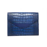 Hang Accessories Womens Blue Vegan Leather Crocodile RFID Blocking Tablet Organzing Crossbody Clutch