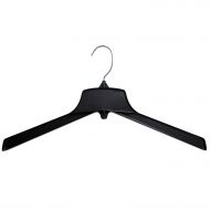 Hanger Central Recycled Black Heavy Duty Plastic Outerwear Hangers with Short Polished Metal Swivel Hooks, 19 Inch, 100 Set