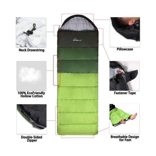  Hanging CASAVIDA Camping Sleeping Bag Gear, Lightweight Portable Waterproof Sleeping Bag for Kids, Adults, Compression Sack 4 Season for Backpacking