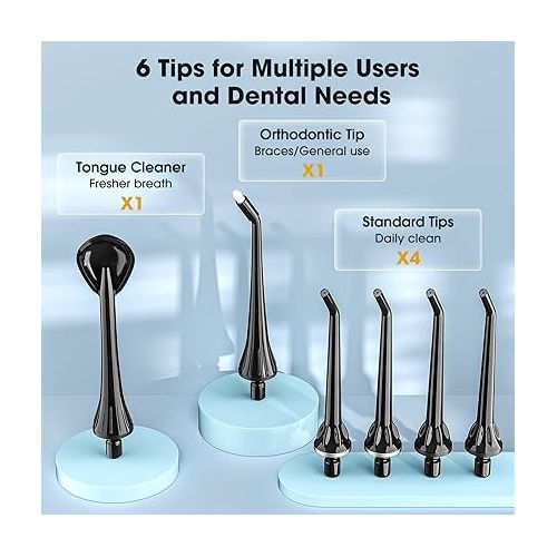  Water Flosser Cordless, Portable Mini Oral Irrigator, Rechargeable Electric Dental Flossers for Braces, Water Teeth Cleaner Pick with 4 Power Modes & IPX7 Waterproof for Home & Travel, HOC660