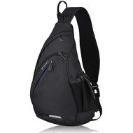 [아마존 핫딜] Hanke Sling Backpack, Sling Bag with USB Port Water Repellent Chest Backpacks Lightweight Small Sling Backpack Men Casual Backpack-19 inch, Black