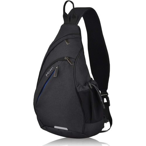  [아마존 핫딜] Hanke Sling Backpack, Sling Bag with USB Port Water Repellent Chest Backpacks Lightweight Small Sling Backpack Men Casual Backpack-19 inch, Black