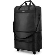 [아마존 핫딜] Hanke 20 inch/24 inch/28 inch Foldable Suitcase Black Expandable Luggage with Universal Spinner Wheels Lightweight Luggage Bag Gym Travelling Weekender Overnight for Men and Women