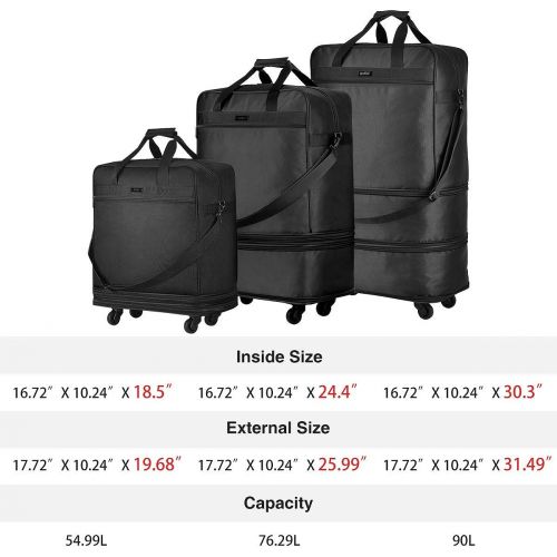  [아마존 핫딜] Hanke 20 inch/24 inch/28 inch Foldable Suitcase Black Expandable Luggage with Universal Spinner Wheels Lightweight Luggage Bag Gym Travelling Weekender Overnight for Men and Women