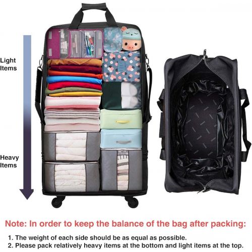  [아마존 핫딜] Hanke 20 inch/24 inch/28 inch Foldable Suitcase Black Expandable Luggage with Universal Spinner Wheels Lightweight Luggage Bag Gym Travelling Weekender Overnight for Men and Women