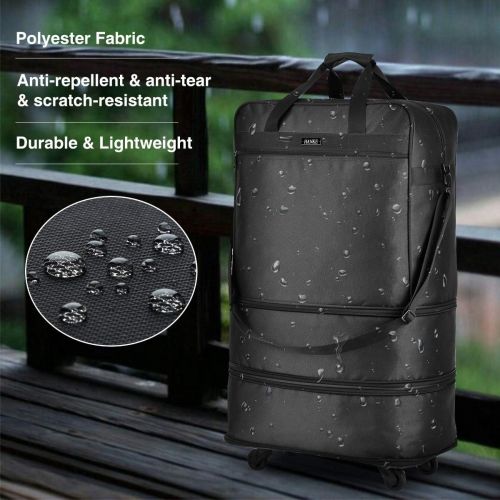  [아마존 핫딜] Hanke 20 inch/24 inch/28 inch Foldable Suitcase Black Expandable Luggage with Universal Spinner Wheels Lightweight Luggage Bag Gym Travelling Weekender Overnight for Men and Women