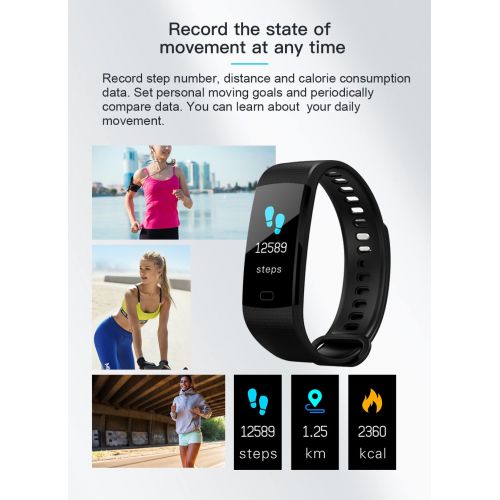  Hanmery Fitness Tracker with Heart Rate Monitor, IP67 Waterproof Sports Smart Wristband with Sleep Monitor Calorie Counter Pedometer Find Phone for Kids Women Men