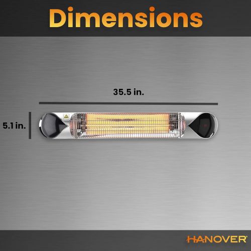  Hanover HAN1051IC-SLV-35.4 in Modern Efficient Steel Electric Heater-3 Heat Settings, Up to 1500W, Silver