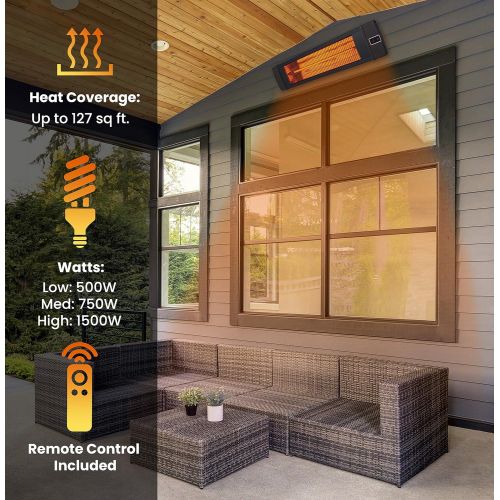  Hanover HAN1041IC-BLK-34.6 in Modern Efficient Steel Electric Heater-3 Heat Settings, Up to 1500W, Black