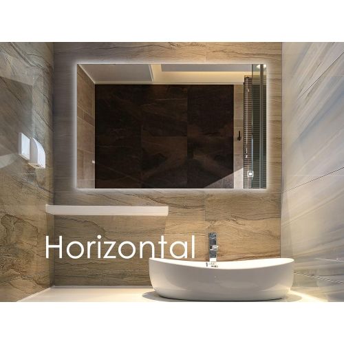  Hans& Alice LED Backlit Mirror, Bathroom Lighted Makeup MirrorDimmable, Anti Fog, Touch Screen and 90+ CRI (32x24)