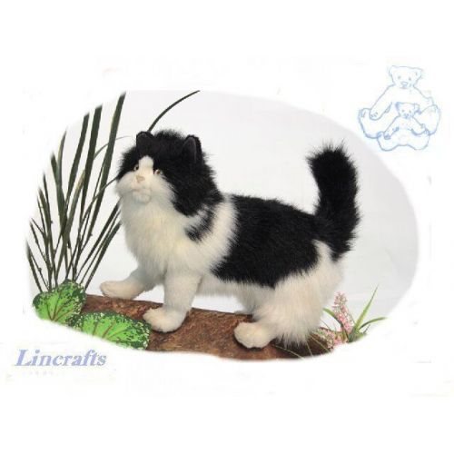  Hansa Toy International Standing Black & White Cat. Plush Soft Toy by Hansa. Sold by Lincrafts. 4221