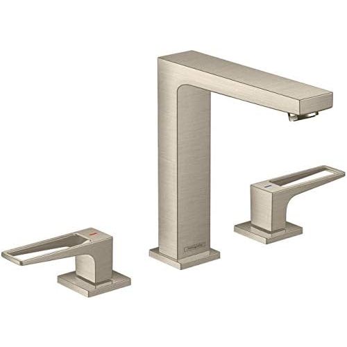  hansgrohe Metropol Modern Low Flow Water Saving 2-Handle 3 7-inch Tall Bathroom Sink Faucet in Brushed Nickel, 74517821