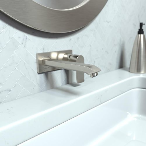  hansgrohe Metris Modern Upgrade Easy Install 1-Handle 2 5-inch Tall Bathroom Sink Faucet in Brushed Nickel, 31086821