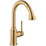 hansgrohe Talis C 1-Handle 15-inch Tall Kitchen Faucet with Pull Down Sprayer with QuickClean in Brushed Gold Optic, 04215250