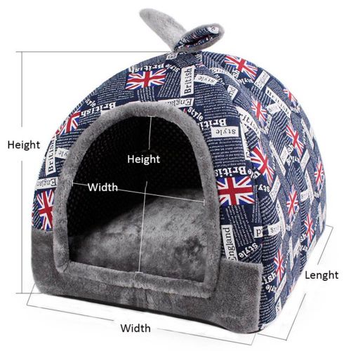  Hanshu 2 In 1 Pet House and Sofa Indoor Soft Warm Washable Igloo Pyramid Cat Dog Beds,(Blue Car, L)