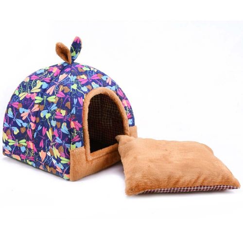  Hanshu 2 In 1 Pet House and Sofa Indoor Soft Warm Washable Igloo Pyramid Cat Dog Beds,(Jack Flag, M)