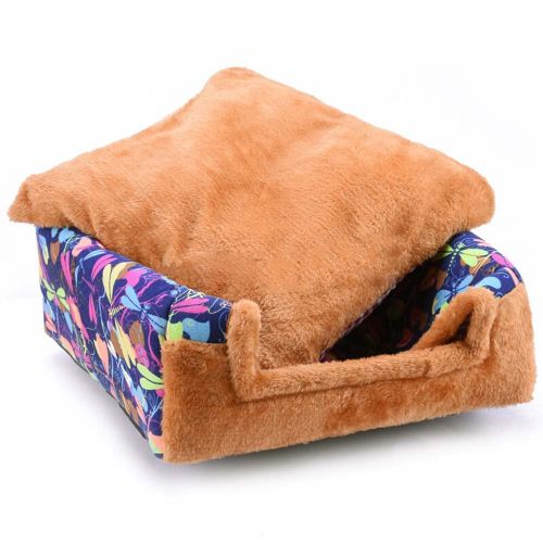  Hanshu 2 In 1 Pet House and Sofa Indoor Soft Warm Washable Igloo Pyramid Cat Dog Beds,(Jack Flag, M)