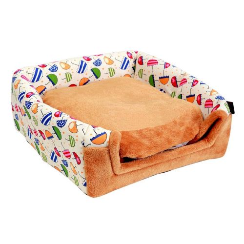  Hanshu 2 In 1 Pet House and Sofa Indoor Soft Warm Washable Igloo Pyramid Cat Dog Beds,(Jack Flag, M)