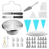 Hanyan Aluminium Cake Decorating Supplies - Alloy Revolving Cake-Turntable - Cake-Shovel,Cake-Leveler,3 Cake Boards,24 Cake Decorating Tips