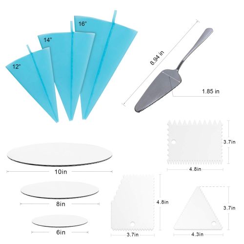  Hanyan Aluminium Cake Decorating Supplies - Alloy Revolving Cake-Turntable - Cake-Shovel,Cake-Leveler,3 Cake Boards,24 Cake Decorating Tips