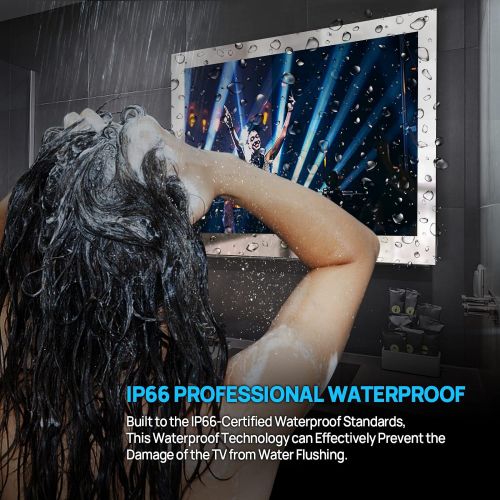  Haocrown 19 Inch Touchscreen Bathroom TV Waterproof Smart Mirror TVs HD 1080P LED Small Television Built-in Android System HDTV(ATSC) Tuner Wi-Fi Bluetooth