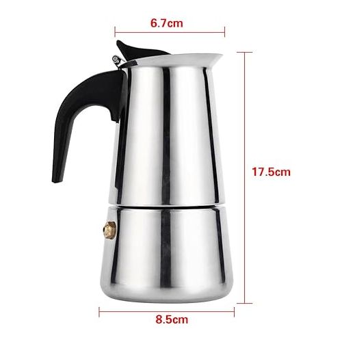  Bialetti Espresso Maker, 100ml 200ml 300ml 450ml Stainless Steel Moka Pot Coffee Maker Stove Home Office Use (200ml)