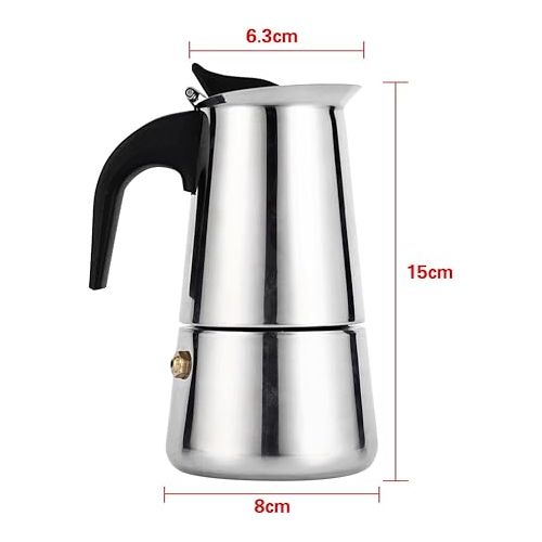  Espresso Maker, 100ml 200ml 300ml 450ml Stainless Steel Moka Pot Coffee Maker Stove Home Office Use (100ml)