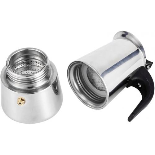  Espresso Maker, 100ml 200ml 300ml 450ml Stainless Steel Moka Pot Coffee Maker Stove Home Office Use (100ml)