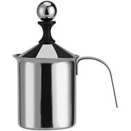 Haofy Milchaufschaumer, 400ML / 800ML Edelstahl Hand Manuelle Milchaufschaumer Doppel-Mesh-Schaum-Mixer fuer Kaffee, Latte, heisse Schokolade Kaffee Cappuccino Foamer Creamer(400ml)