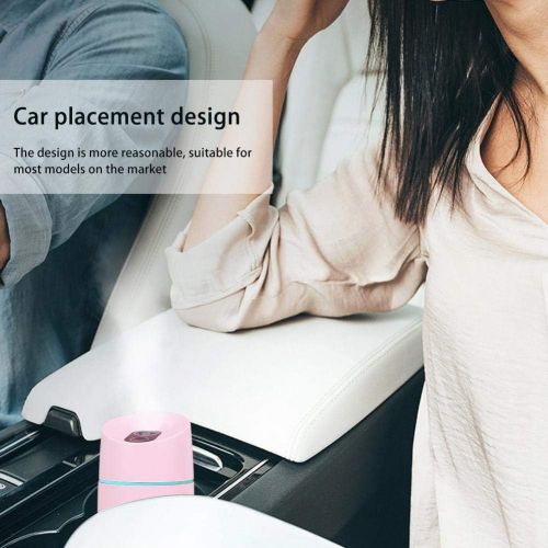  Haofy 250ml Portable Air Humidifier Aromatherapy Diffuser Essential Oil Diffuser Car Humidifier USB Rechargeable Air Purifier Freshener Car Office (Pink)