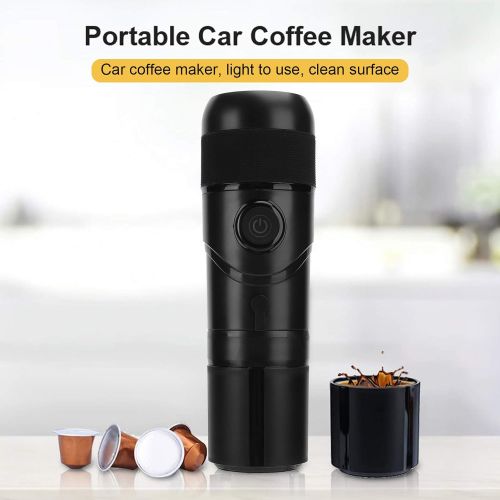  Haofy Mini Maker, Portable Travel Coffee Maker, Electric Coffee Machine Black USB Cable + Car Cigarette Lighter Power Supply Cable