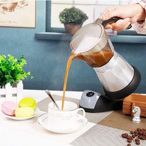  Haofy Aluminum Maker Bold, Lar Capacity Electric Moka Pot Stovetop Coffee Maker Coffee Percolator EU Plug 150ml(300ml)