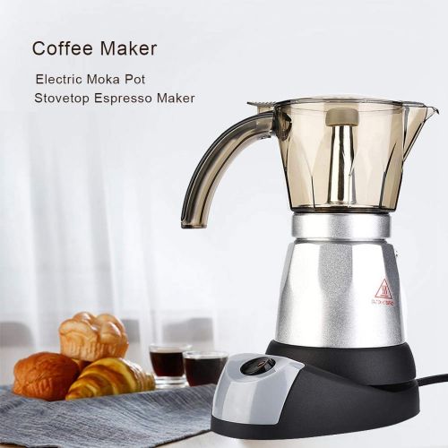  Haofy Aluminum Maker Bold, Lar Capacity Electric Moka Pot Stovetop Coffee Maker Coffee Percolator EU Plug 150ml(300ml)