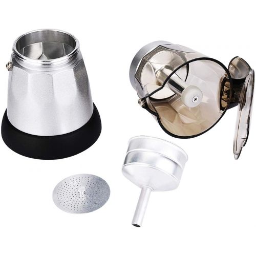  Haofy Aluminum Maker Bold, Lar Capacity Electric Moka Pot Stovetop Coffee Maker Coffee Percolator EU Plug 150ml(300ml)